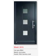 UNILUX Model 2015 Iron Gray JuniorLine Door, Master Carr Glass, Stainless Handle, Secure Classic Timber Door